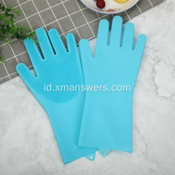 Sarung tangan cuci piring silikon multifungsi untuk membersihkan